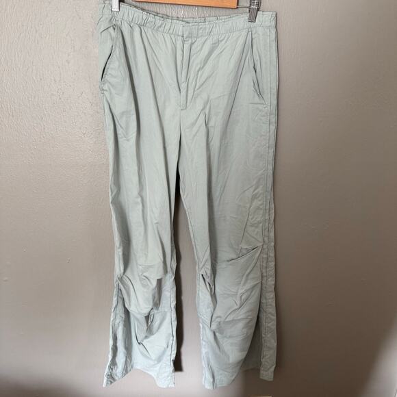 Zara Nylon Blend Full Length Pants Light Green High Rise Size Large wide leg - Picture 2 of 9